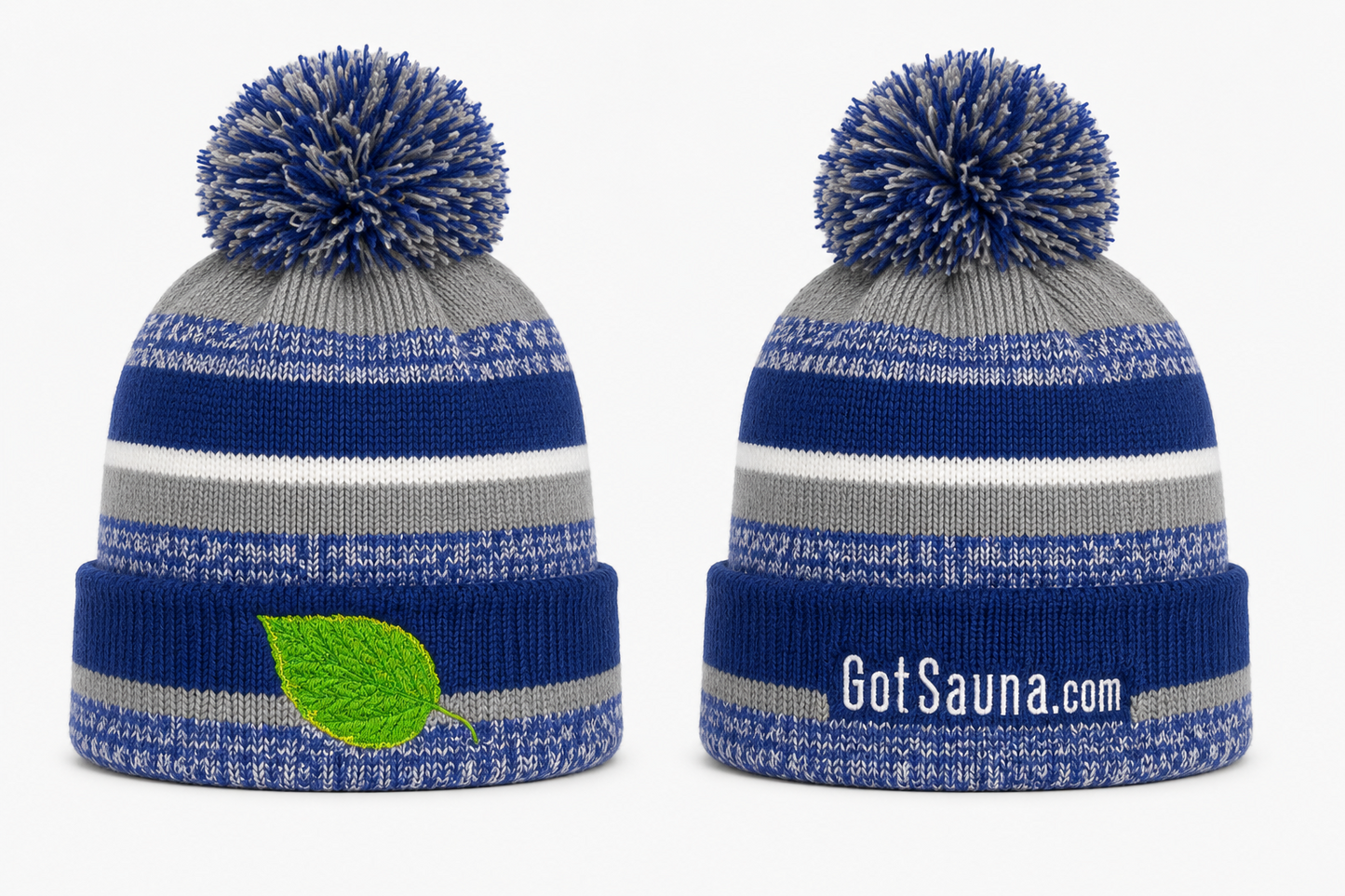 Got Sauna New Era Sideline Fleece Lined Blue Pom Pom Beanie
